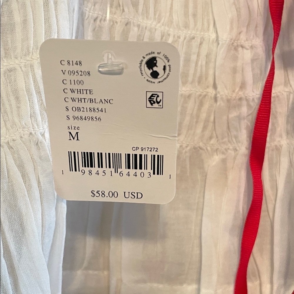 NWT Free People white sweetheart top with red ribbon M - Picture 7 of 10